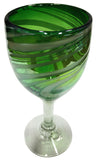 Wine Glass – Green with White Swirl