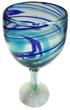 Wine Glass – Blue & Aqua Swirls