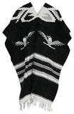 Traditional Blanket-Style Poncho with Fringe