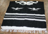 Traditional Blanket-Style Poncho with Fringe